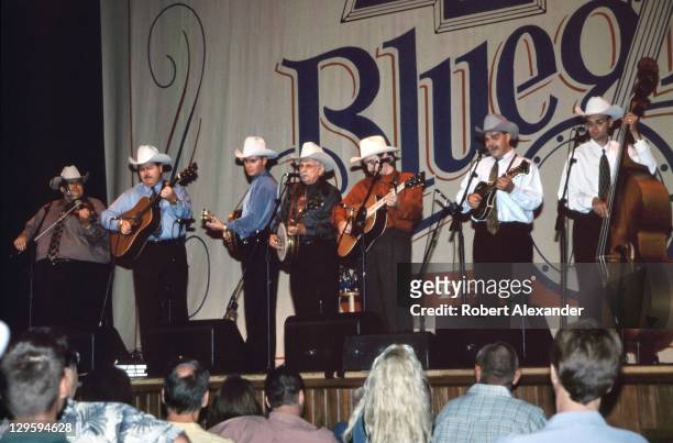 Ralph Stanley and his Clinch Mountain Boys perform at a 2001 Bluegrass Night at the Ryman concert at Ryman Auditorium in Nashville, Tennessee.