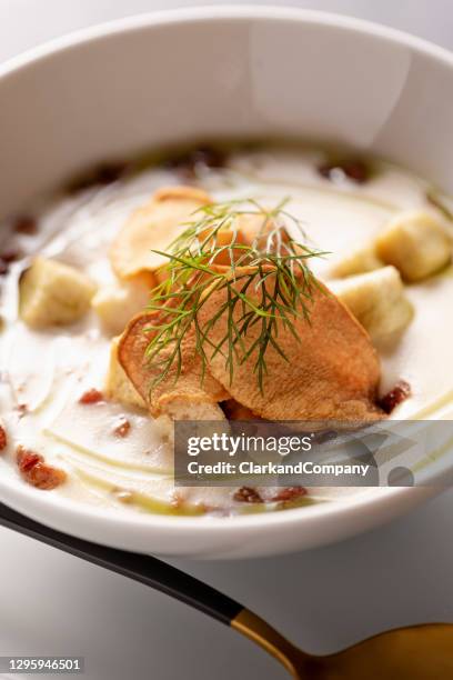 jerusalem artichoke soup - jerusalem artichoke stock pictures, royalty-free photos & images