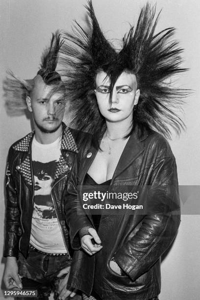 Punk rockers show off their hair and make-up in London, 1982