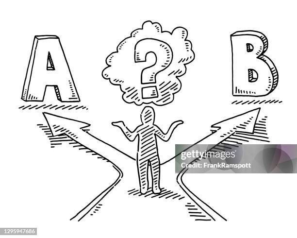 human figure decision concept drawing - letter a stock illustrations