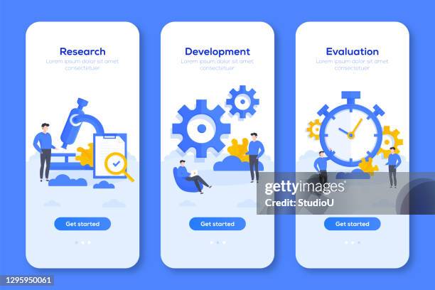 business flat illustration mobile device screen template - website search engine stock illustrations