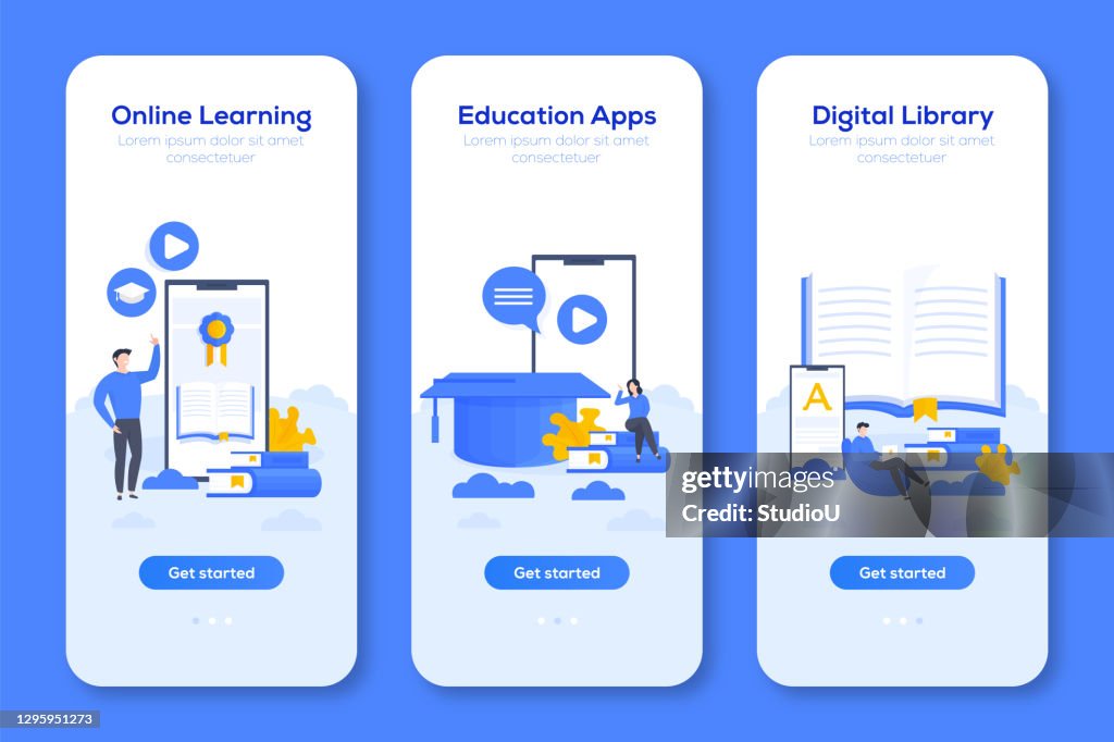 Mobile Elearning Learning Screen Examples Elearning Flat Illustration Mobile Device Screen Template High-Res ...