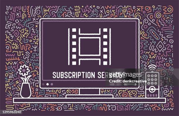 stockillustraties, clipart, cartoons en iconen met ontwerp voor abonnementsservices vector doodle - film and television screening