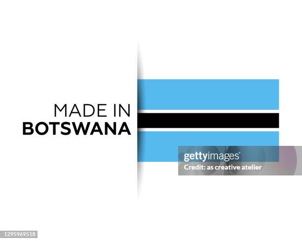 hergestellt im botswana-label, produktemblem. weißer isolierter hintergrund - botsuana stock-grafiken, -clipart, -cartoons und -symbole