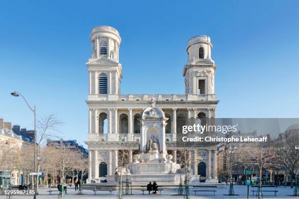 the saint sulpice church, in paris - saint germain stock pictures, royalty-free photos & images