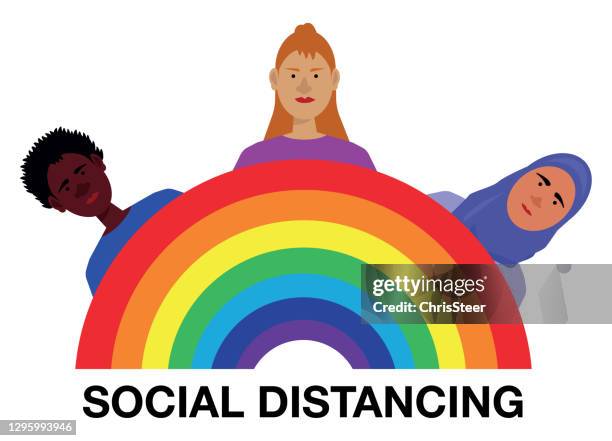 social distancing - different ages stock illustrations