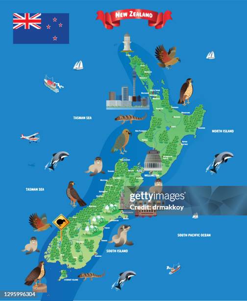 new zealand map - new zealand map stock illustrations