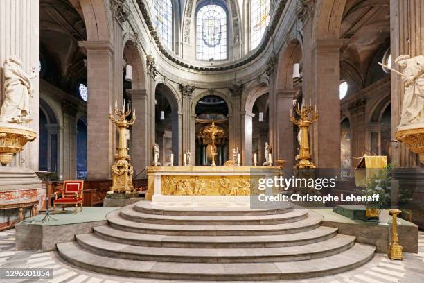 inside the saint sulpice church, in paris - catholic altar stock pictures, royalty-free photos & images