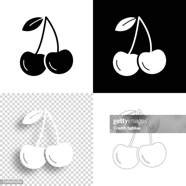 cherry. icon for design. blank, white and black backgrounds - line icon - black cherries stock illustrations