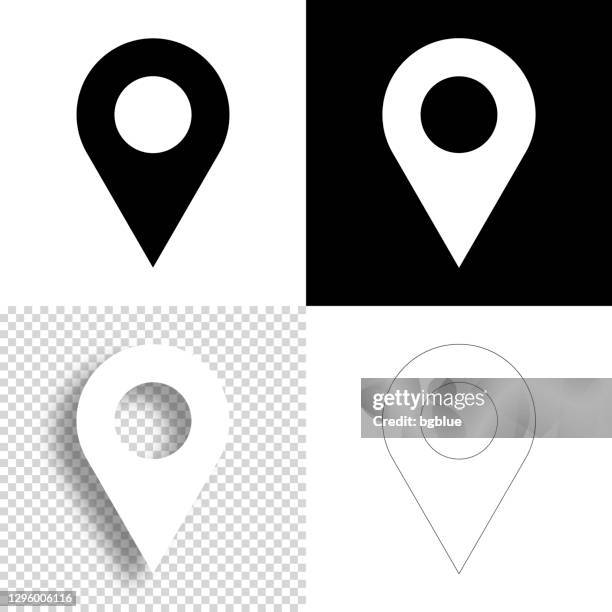 ilustrações de stock, clip art, desenhos animados e ícones de map pin. icon for design. blank, white and black backgrounds - line icon - icones de localização