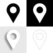 Map pin. Icon for design. Blank, white and black backgrounds - Line icon