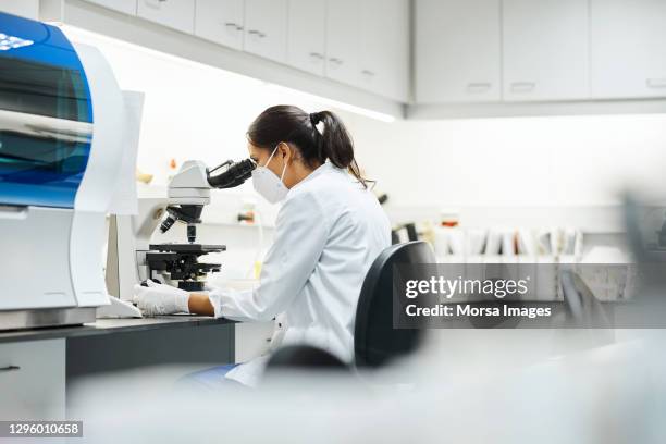 doctor working in lab during covid-19 outbreak - bioteknologi bildbanksfoton och bilder