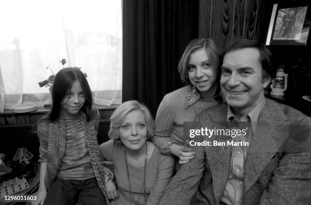 Barbara Bain and Martin Landau with daughters Susan and Juliet at home in Chester Square, London, June 1976.