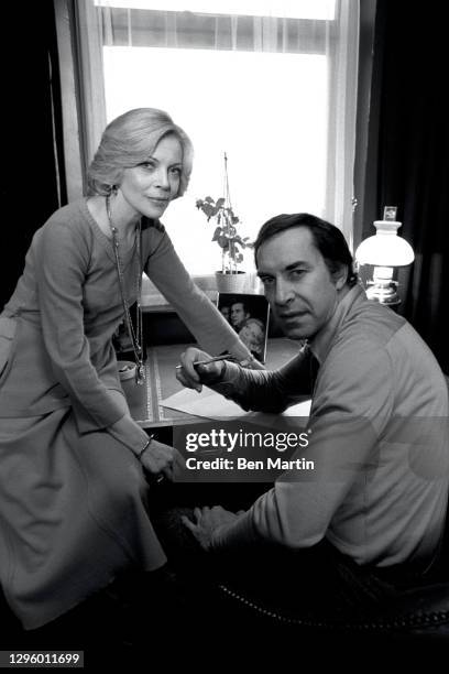 Barbara Bain as Dr Helena Russell and Martin Landau as Commander John Koenig in The Taybor episode of Space 1999, London, June 1976.