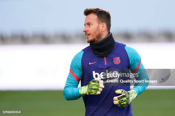 Norberto Murara Neto of FC Barcelona during the Training Session prior to the SuperCup First Semifinal at Estadio Nuevo Arcangel on January 12, 2021...