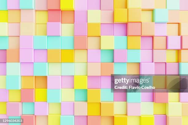 cube pattern background pastel colored - pastel colored stock pictures, royalty-free photos & images