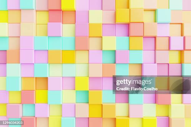 cube pattern background pastel colored - pink color block stock pictures, royalty-free photos & images