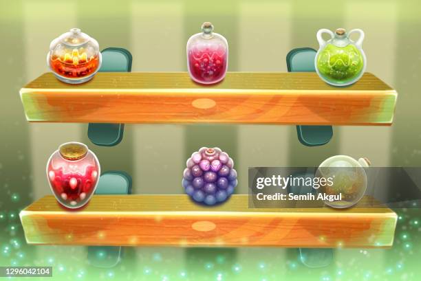 jam jars with background - timber table stock illustrations