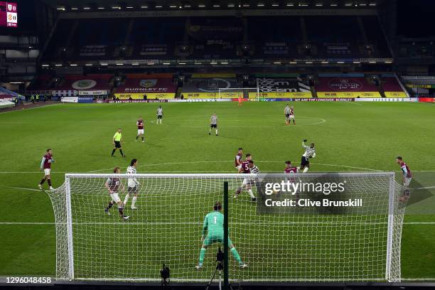 Paul Pogba of Manchester United scores their team's first goal during the Premier League match between Burnley and Manchester United at Turf Moor on...