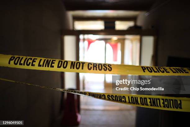 Police tape blocks the crime scene where thousands of pro-Trump insurrectionists attempted to enter the U.S. Capitol in an attempt to stop the...