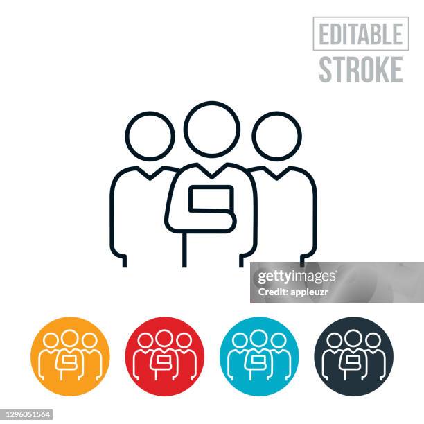 drei geschäftskollegen thin line icon - editable stroke - three people stock-grafiken, -clipart, -cartoons und -symbole