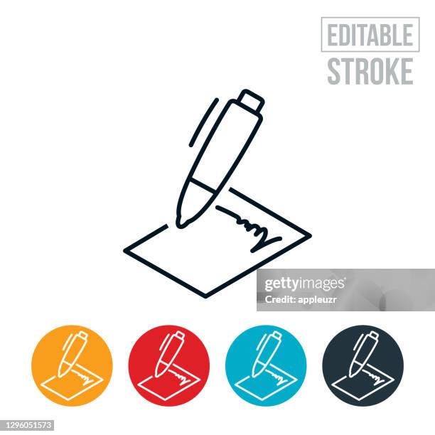 illustrations, cliparts, dessins animés et icônes de signature du contrat thin line icon - editable stroke - signature