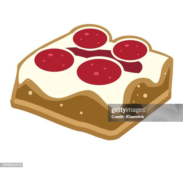 slice of detroit-style original square pizza slice - deep dish pizza stock illustrations