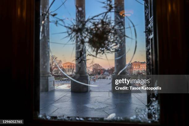 Members of the U.S. National Guard arrive at the U.S. Capitol on January 12, 2021 in Washington, DC. The Pentagon is deploying as many as 15,000...