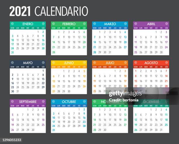 2021 spanish calendar template design - spanish language stock illustrations