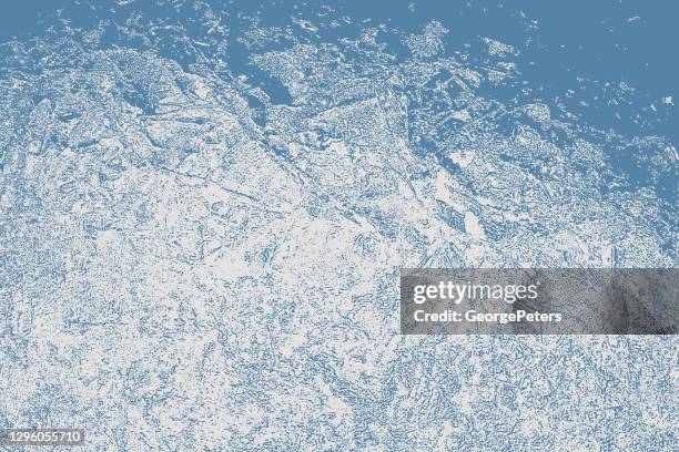 illustrazioni stock, clip art, cartoni animati e icone di tendenza di primo passo dei cristalli di ghiaccio - acqua ghiacciata