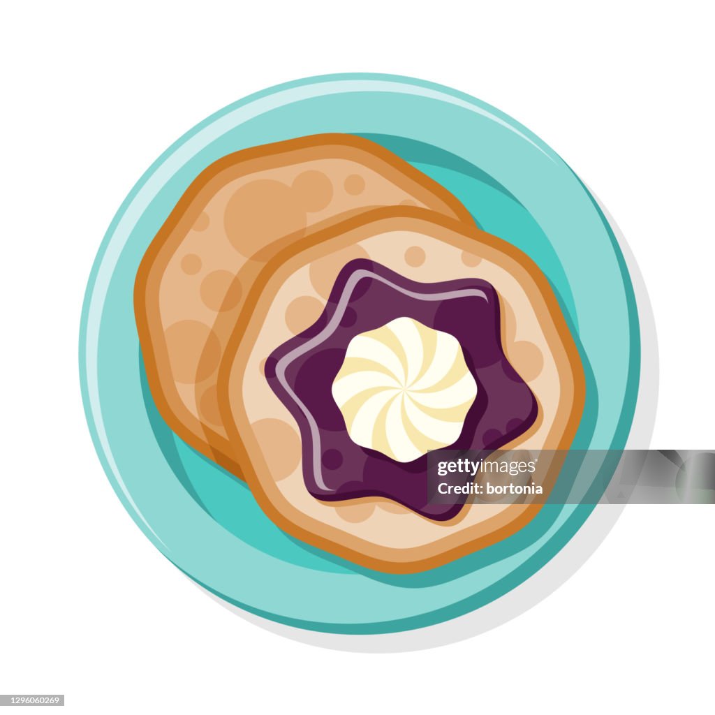 Jam and Whipped Cream Pancakes Overhead Icon