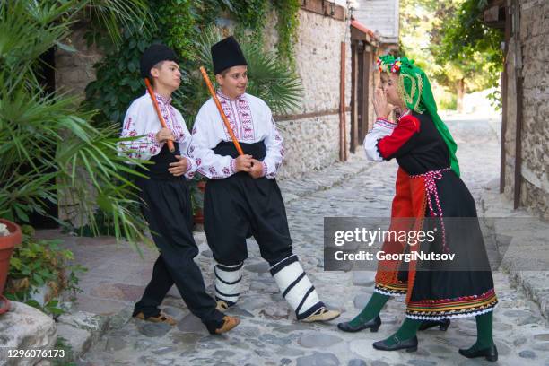 teenagers dressed in bulgarian folk costumes - bulgarians stock pictures, royalty-free photos & images