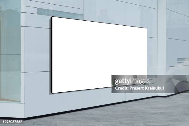 blank advertising billboard on a street wall, mock up. - horizontal banner stock pictures, royalty-free photos & images