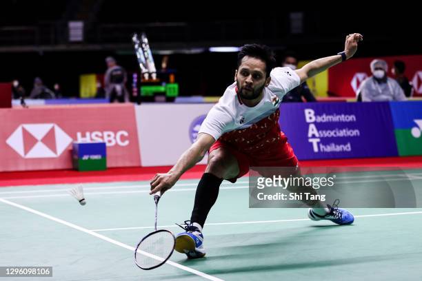 Parupalli Kashyap of India competes in the Men's Singles first round match against Jason Anthony Ho-Shue of Canada on day two of the Yonex Thailand...