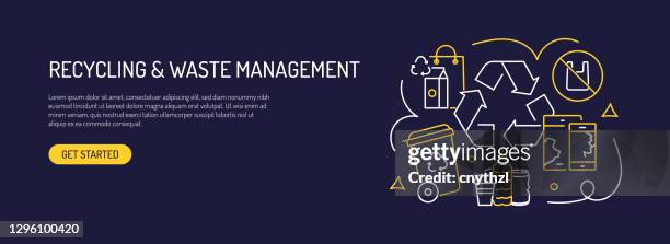 recycling, waste management and zero waste related web banner line style. modern design vector illustration for web banner, website header etc. - solid waste management stock illustrations