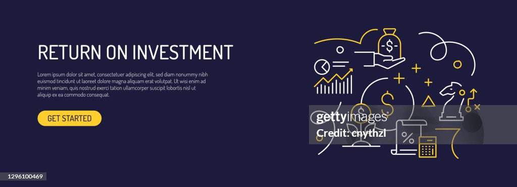 Return on Investment Related Web Banner Line Style. Modern Design Vector Illustration for Web Banner, Website Header etc.