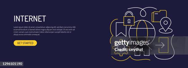 user interface related web banner line style. modern design vector illustration for web banner, website header etc. - programming team stock illustrations