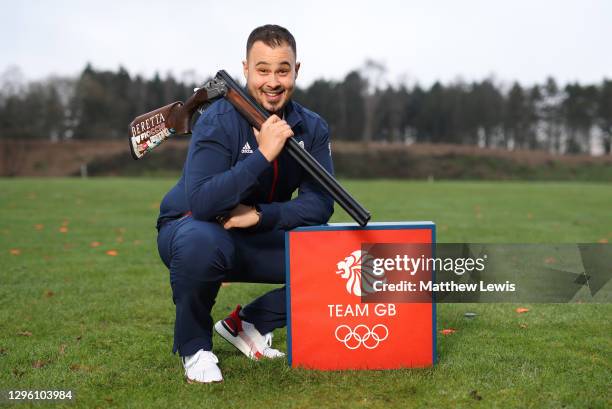 Aaron Heading of Great Britain poses for a photo to mark the official announcement of the Shooting Team selected to Team GB for the Tokyo 2020...