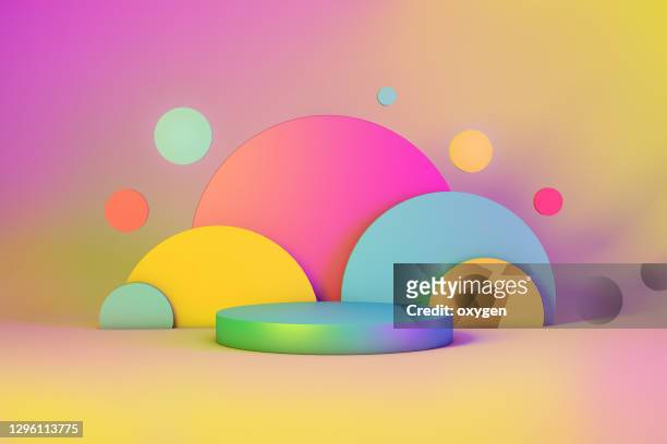 abstract geometric 3d rendering circle cylinder background.  minimalism vibrant still life style - colore brillante foto e immagini stock