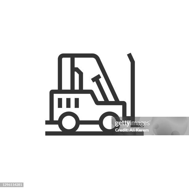 forklift line icon - clip art stock illustrations