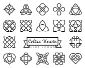 Celtic knots vector line icons set
