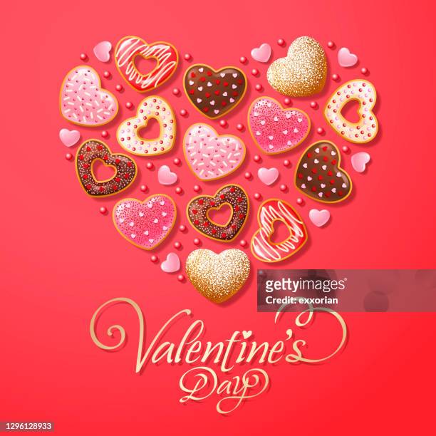 sweet valentine’s day - biscuit stock illustrations