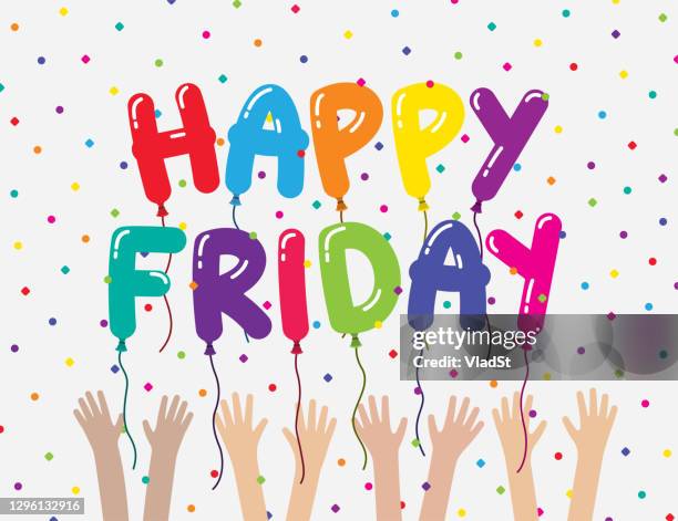 teamwork happy friday coworkers celebration card meme - freitag stock-grafiken, -clipart, -cartoons und -symbole
