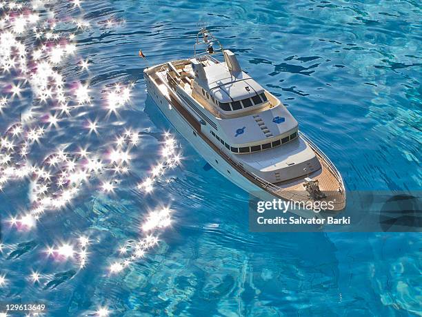 boat among shining stars - yacht foto e immagini stock