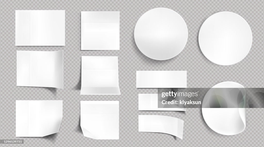 White Notes Sticker White Paper Stickers Blank Sticky Notes High-Res Vector Graphic - Getty ...