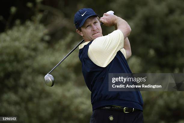 Scott Laycock of Australia in action during the first round of the 131st Open Championships at Muirfield Golf Club in Gullane, Scotland on July 18,...