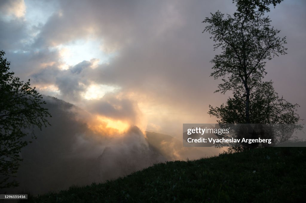 Sunset in the mountains, Western Caucasus