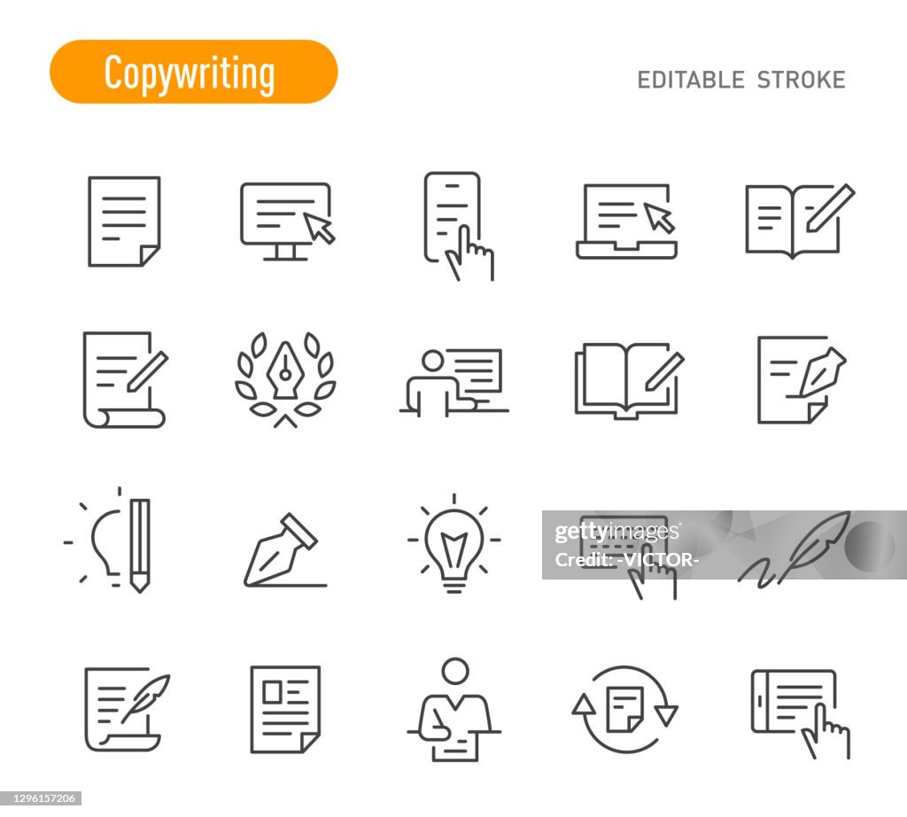 Iconos de escritura - Serie de líneas - Trazo editable