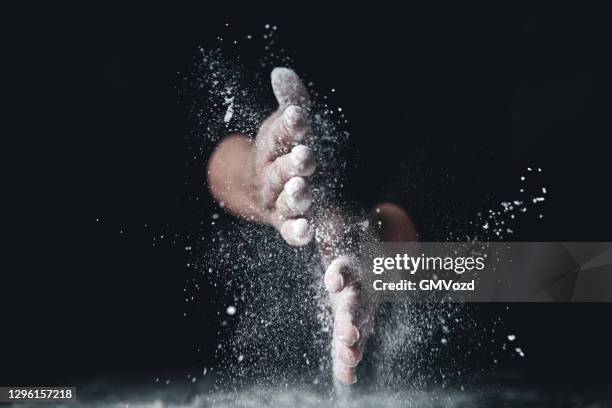 kneading loaf of bread with hands - kneading stock pictures, royalty-free photos & images