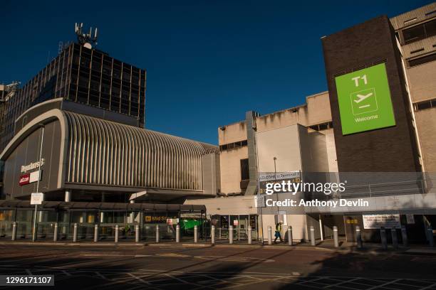 General view of Terminal One's Departures entrance at Manchester Airport on June 01, 2020 in MANCHESTER.